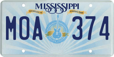 MS license plate MOA374