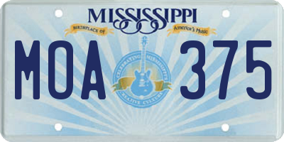 MS license plate MOA375