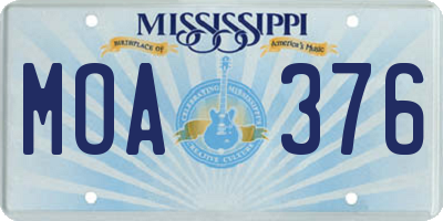 MS license plate MOA376