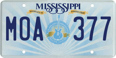 MS license plate MOA377