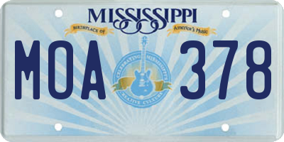 MS license plate MOA378