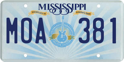 MS license plate MOA381