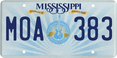 MS license plate MOA383