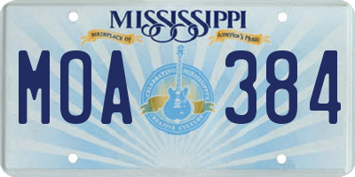 MS license plate MOA384