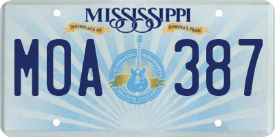 MS license plate MOA387
