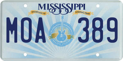 MS license plate MOA389