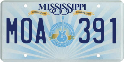 MS license plate MOA391
