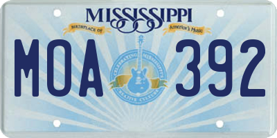 MS license plate MOA392