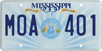 MS license plate MOA401