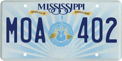 MS license plate MOA402