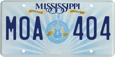 MS license plate MOA404