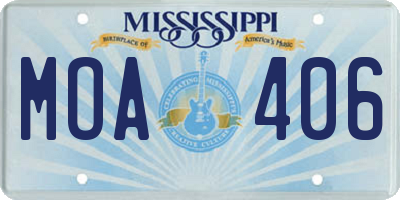 MS license plate MOA406