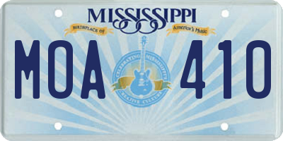 MS license plate MOA410