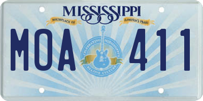 MS license plate MOA411