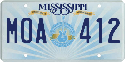 MS license plate MOA412
