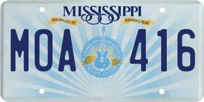MS license plate MOA416