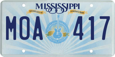 MS license plate MOA417