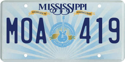 MS license plate MOA419