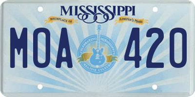 MS license plate MOA420