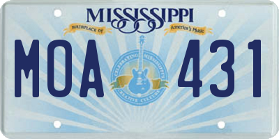 MS license plate MOA431
