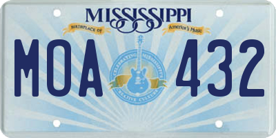 MS license plate MOA432