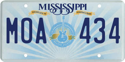 MS license plate MOA434