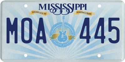 MS license plate MOA445