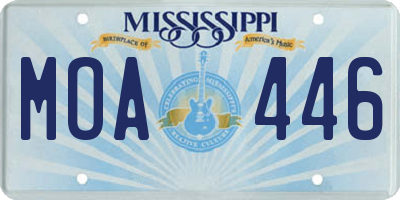 MS license plate MOA446