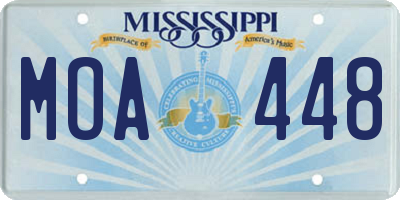 MS license plate MOA448