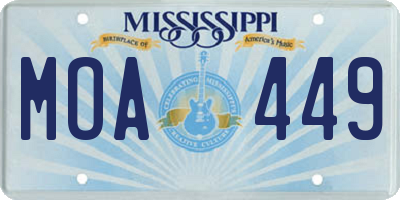 MS license plate MOA449