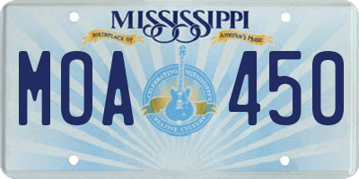 MS license plate MOA450