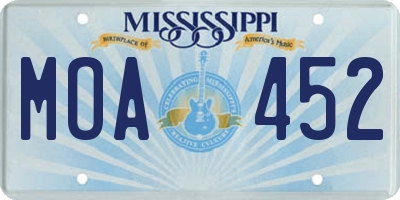 MS license plate MOA452