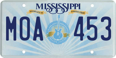 MS license plate MOA453