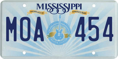 MS license plate MOA454