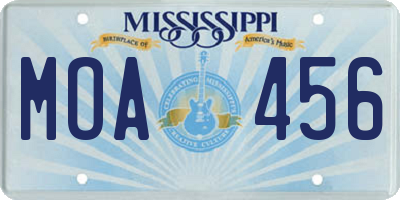 MS license plate MOA456