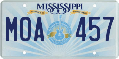 MS license plate MOA457