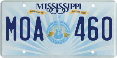 MS license plate MOA460