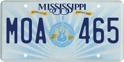 MS license plate MOA465
