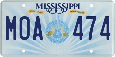MS license plate MOA474