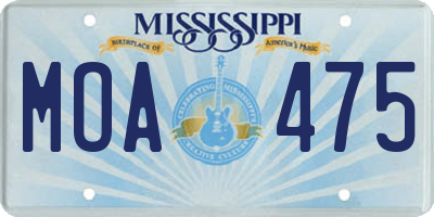 MS license plate MOA475