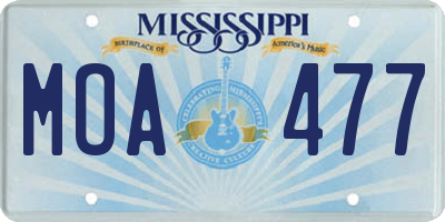 MS license plate MOA477
