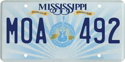 MS license plate MOA492