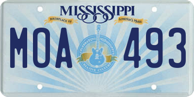 MS license plate MOA493