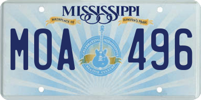 MS license plate MOA496