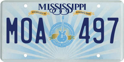 MS license plate MOA497