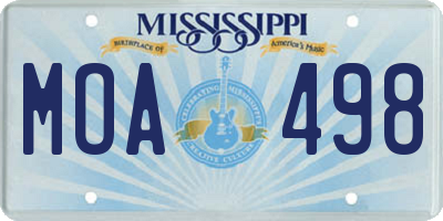 MS license plate MOA498