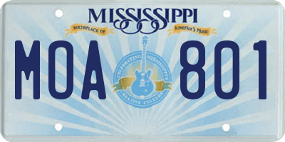 MS license plate MOA801