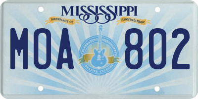 MS license plate MOA802