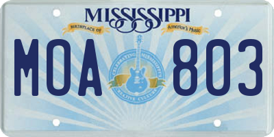 MS license plate MOA803