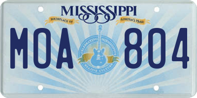 MS license plate MOA804